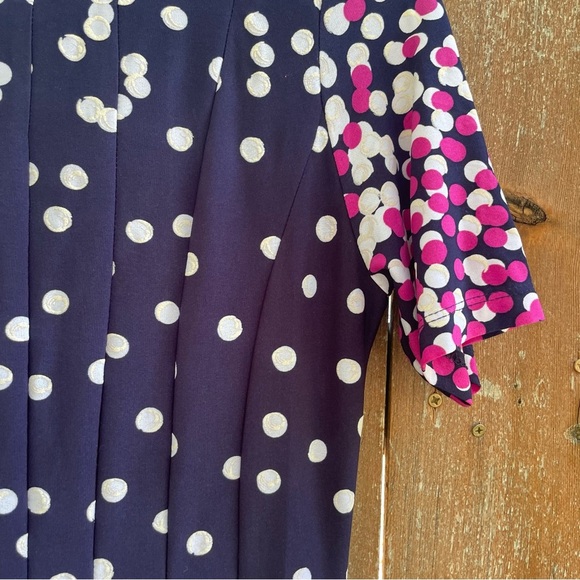 SHELBY & PALMER Women’s Navy White Pink Polka Dot Short Sleeve Dress Size Medium - Picture 3 of 11